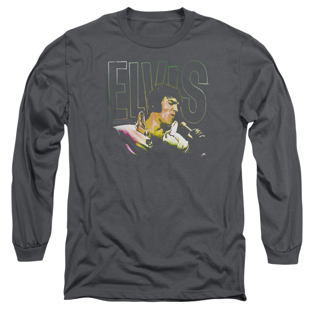 ELVIS PRESLEY/MULTICOLORED -  L/S ADULT 18/1  - CHARCOAL