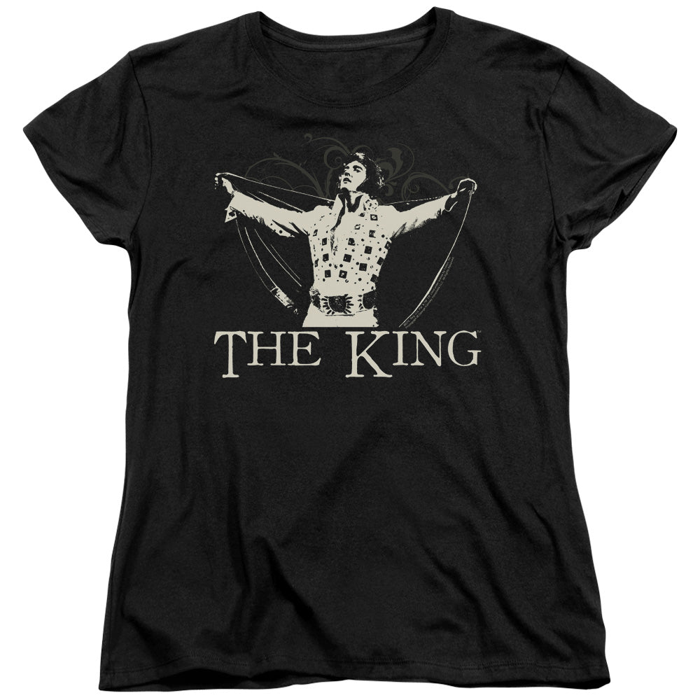 ELVIS PRESLEY/ORNATE KING - S/S WOMENS TEE - BLACK