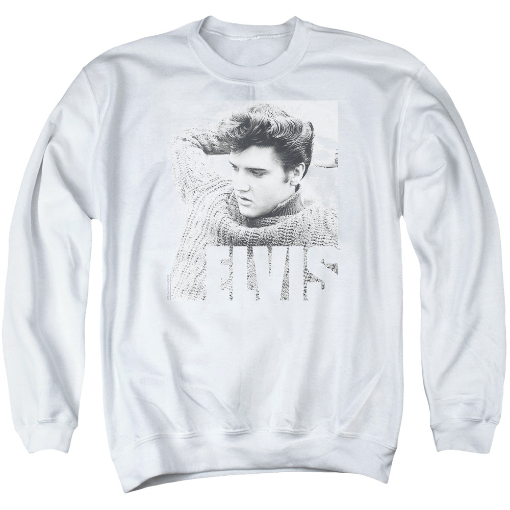ELVIS PRESLEY/RELAXING - ADULT CREWNECK SWEATSHIRT - WHITE