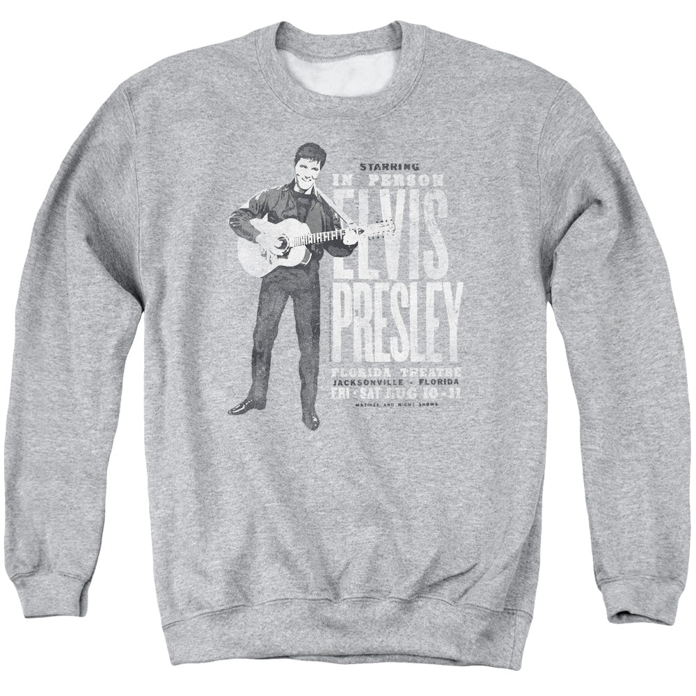 ELVIS PRESLEY/IN PERSON - ADULT CREWNECK SWEATSHIRT - ATHLETIC HEATHER