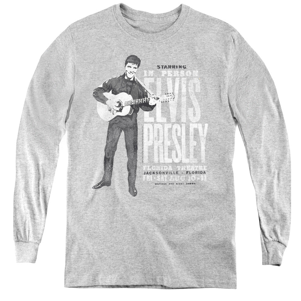 ELVIS PRESLEY/IN PERSON - YOUTH LONG SLEEVE TEE - ATHLETIC HEATHER