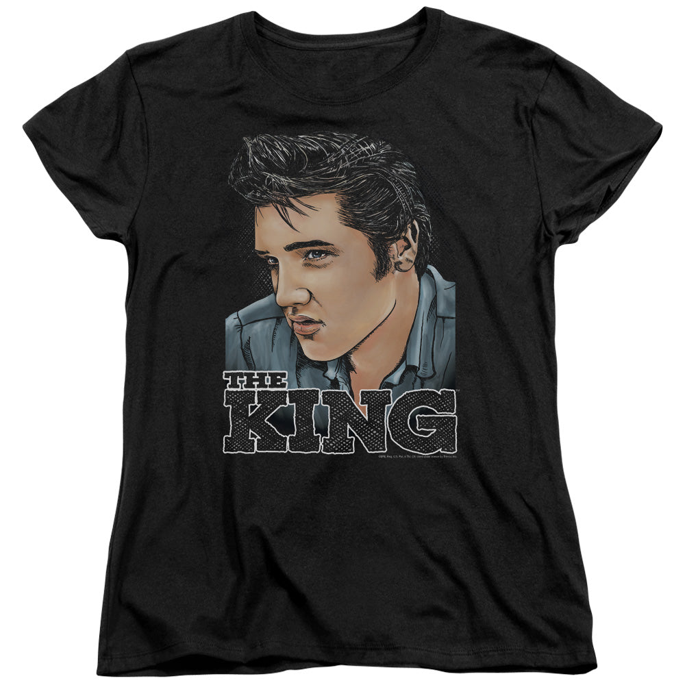 ELVIS PRESLEY/GRAPHIC KING - S/S WOMENS TEE - BLACK