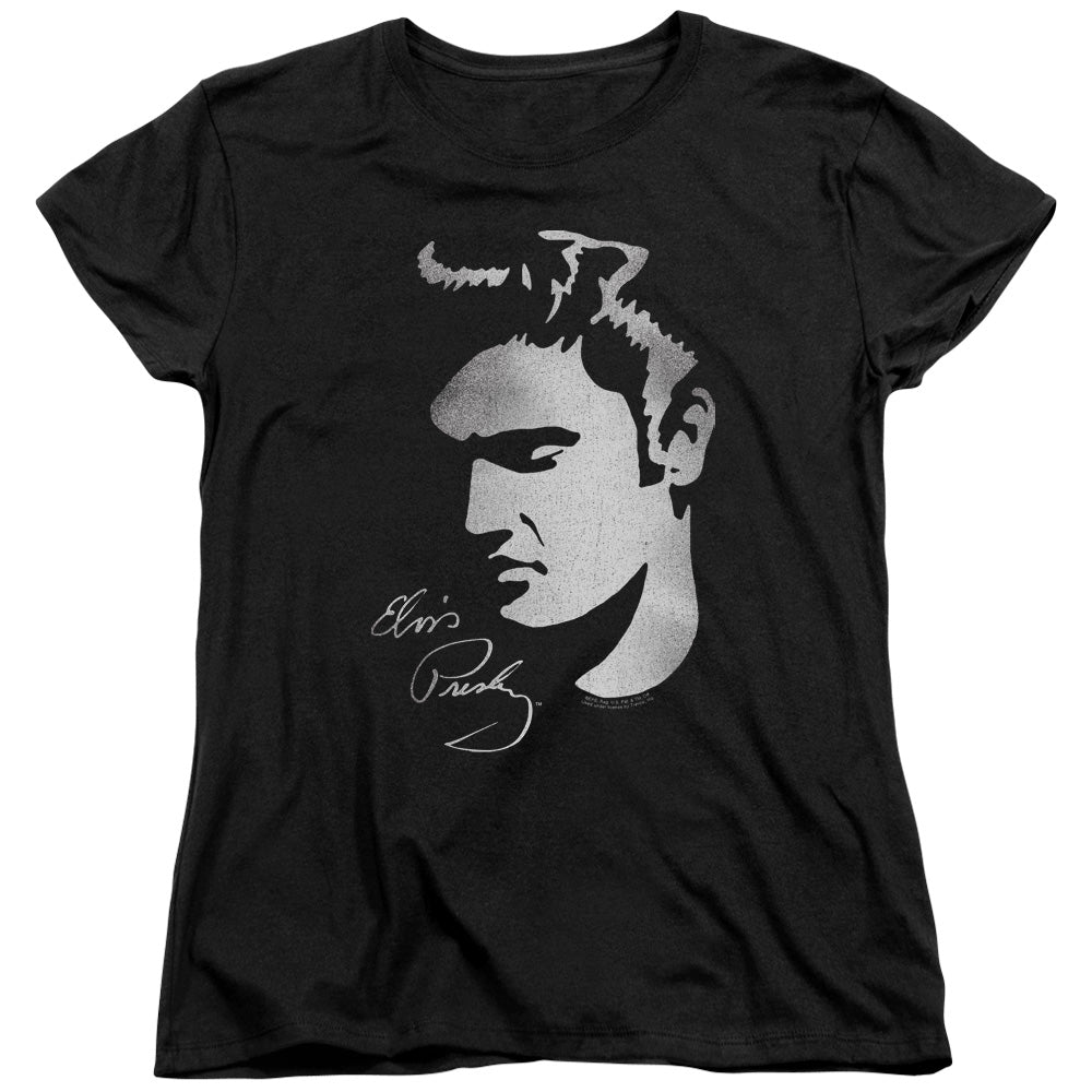 ELVIS PRESLEY/SIMPLE FACE - S/S WOMENS TEE - BLACK
