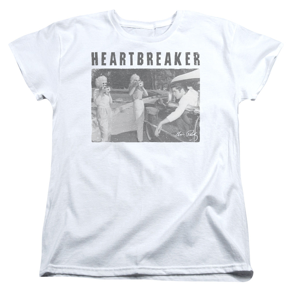 ELVIS PRESLEY/HEARTBREAKER - S/S WOMENS TEE - WHITE