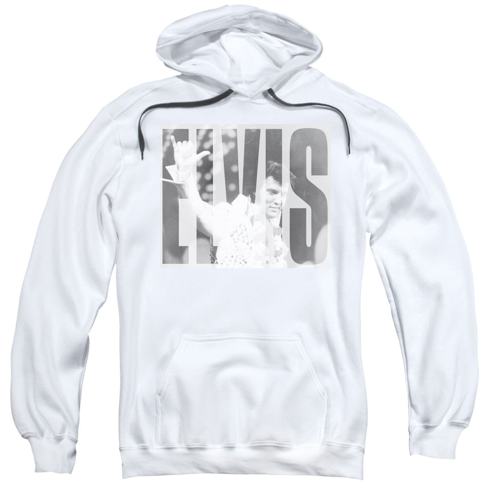 ELVIS PRESLEY/ALOHA GRAY - ADULT PULLOVER HOODIE - WHITE