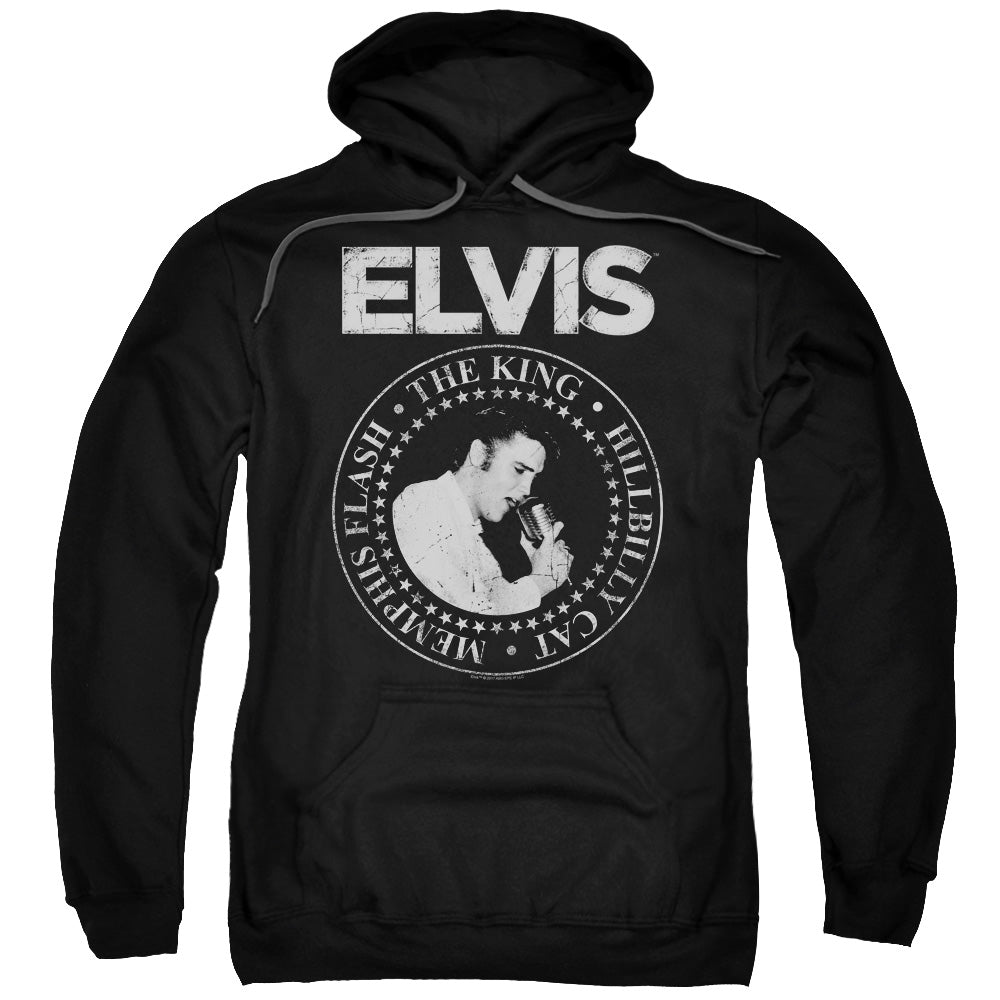 ELVIS PRESLEY/ROCK KING - ADULT PULLOVER HOODIE - BLACK