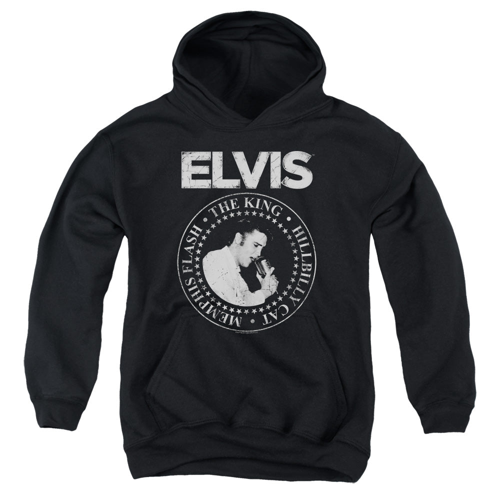 ELVIS PRESLEY/ROCK KING - YOUTH PULLOVER HOODIE - BLACK