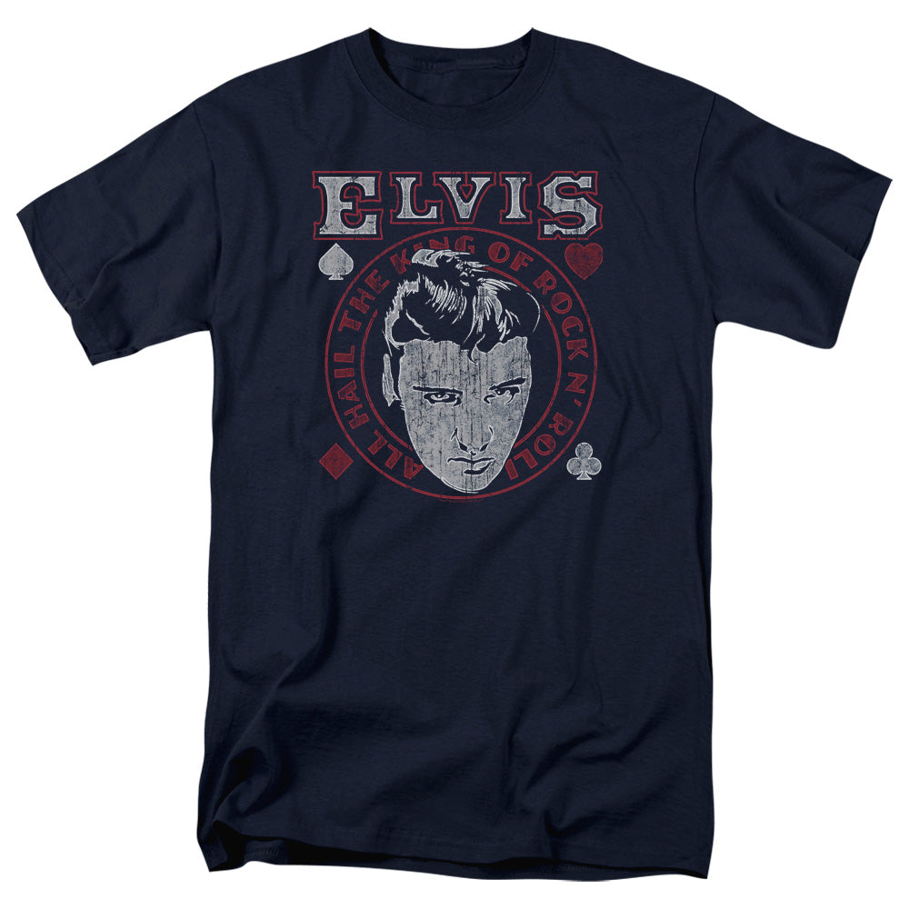 ELVIS PRESLEY/HAIL THE KING - S/S ADULT 18/1 - NAVY