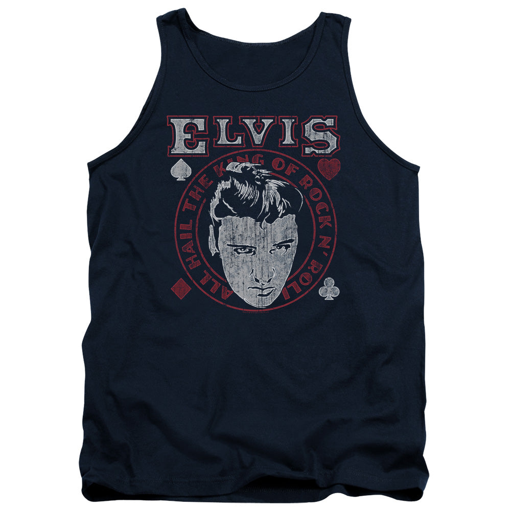ELVIS PRESLEY/HAIL THE KING - ADULT TANK - NAVY