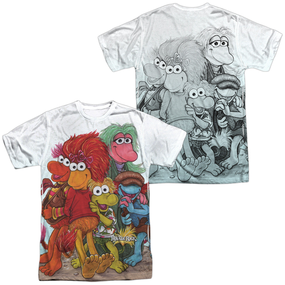 FRAGGLE ROCK/GROUP SHOT (FRONT/BACK PRINT) - S/S ADULT POLY CREW - MULTI