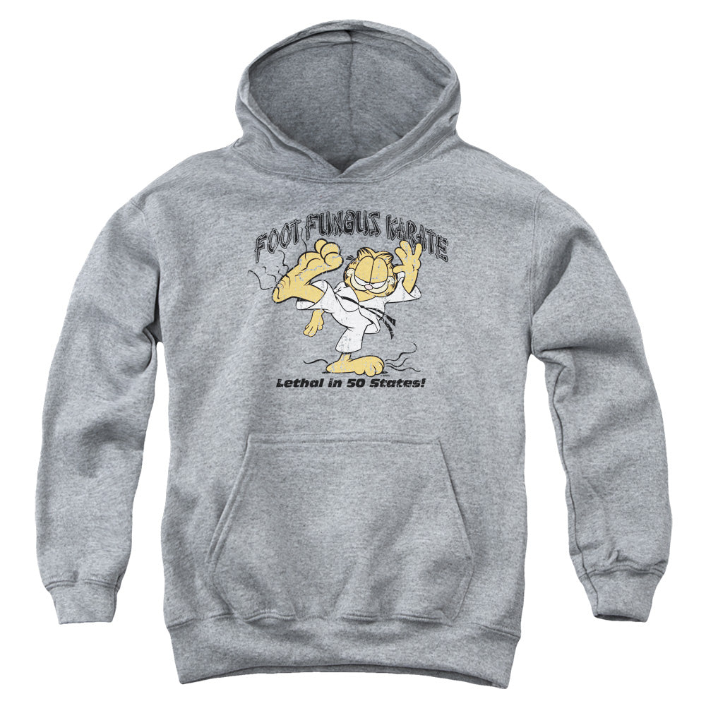 GARFIELD/FOOT FUNGUS KARATE - YOUTH PULLOVER HOODIE - ATHLETIC HEATHER