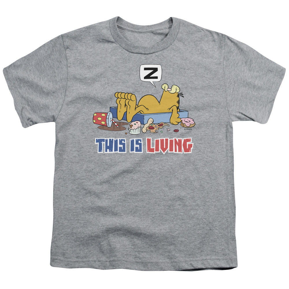GARFIELD/THIS IS LIVING - S/S YOUTH 18/1 - ATHLETIC HEATHER