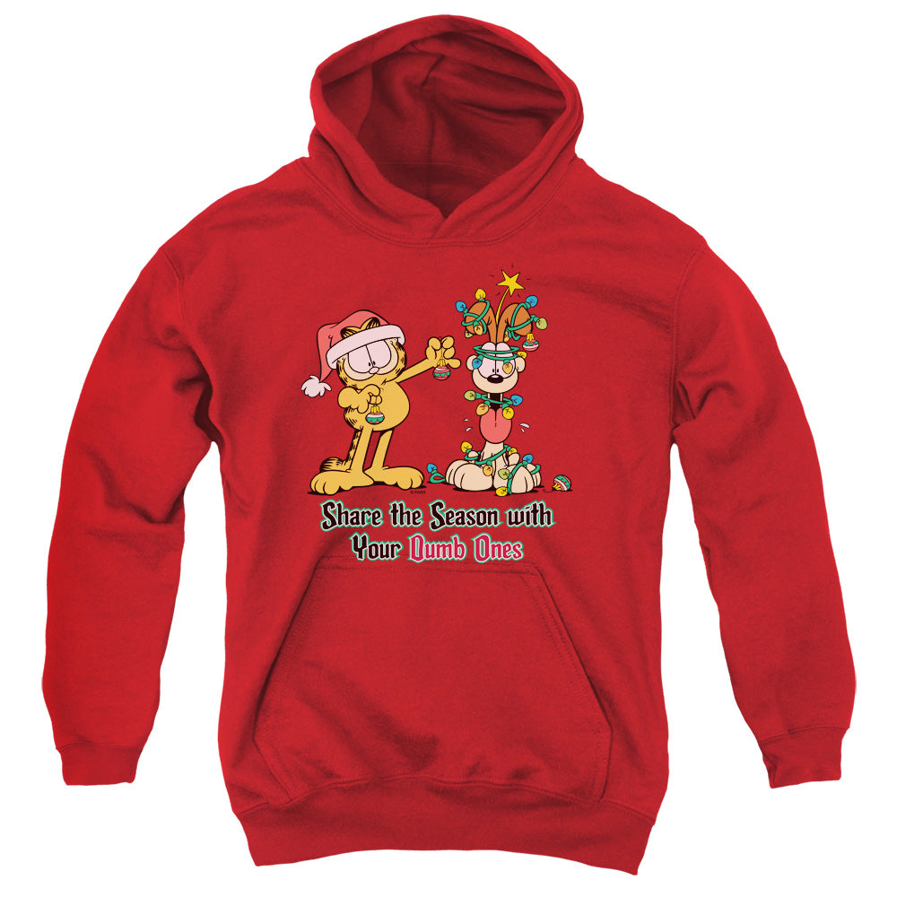 GARFIELD/SHARE THE SEASON - YOUTH PULLOVER HOODIE - RED