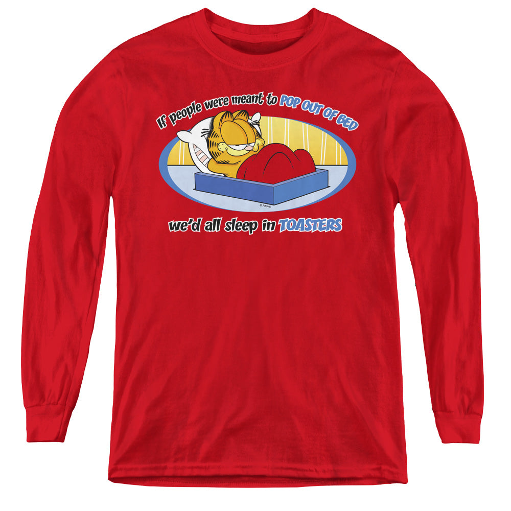 GARFIELD/POP OUT OF BED - YOUTH LONG SLEEVE TEE - RED