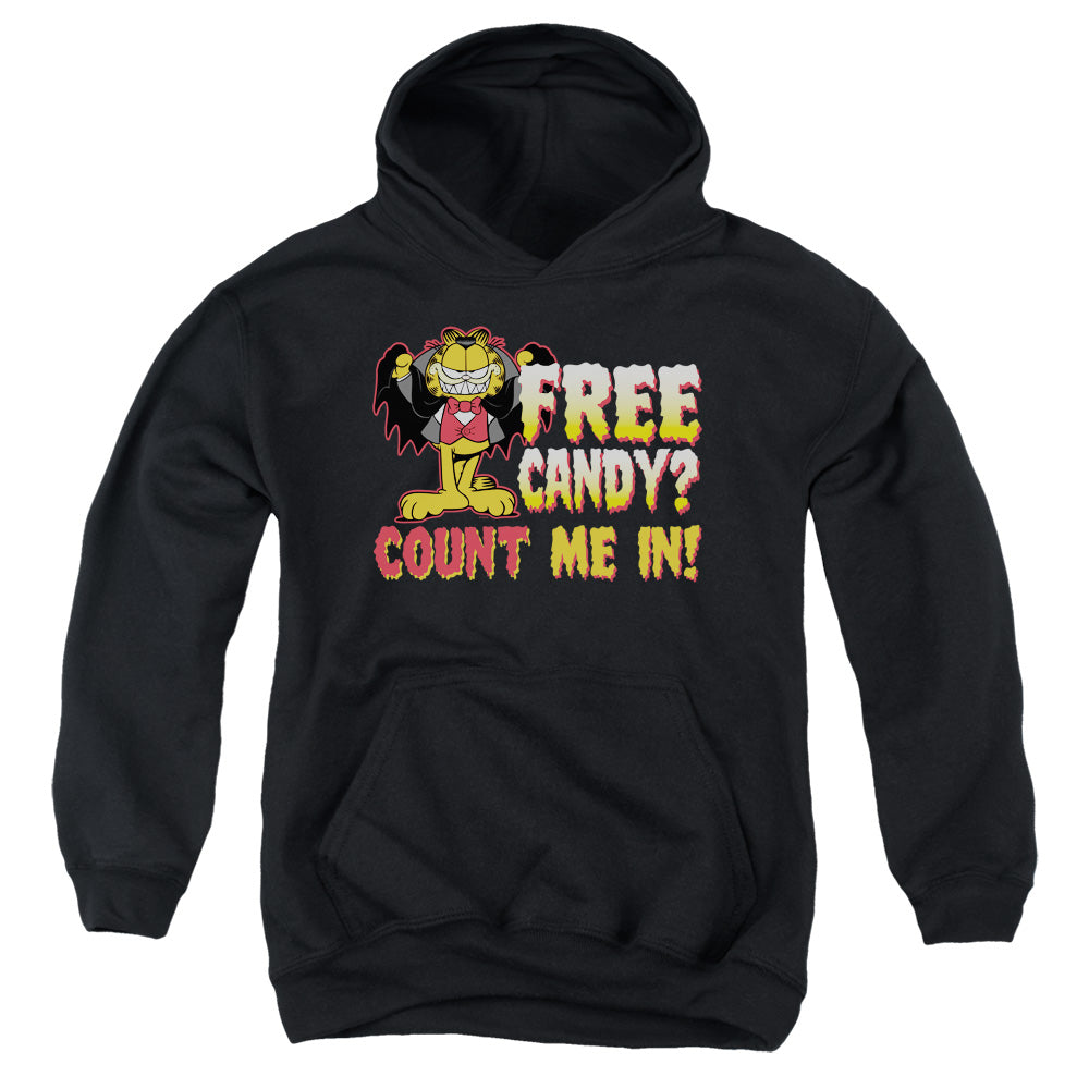 GARFIELD/COUNT ME IN - YOUTH PULLOVER HOODIE - BLACK