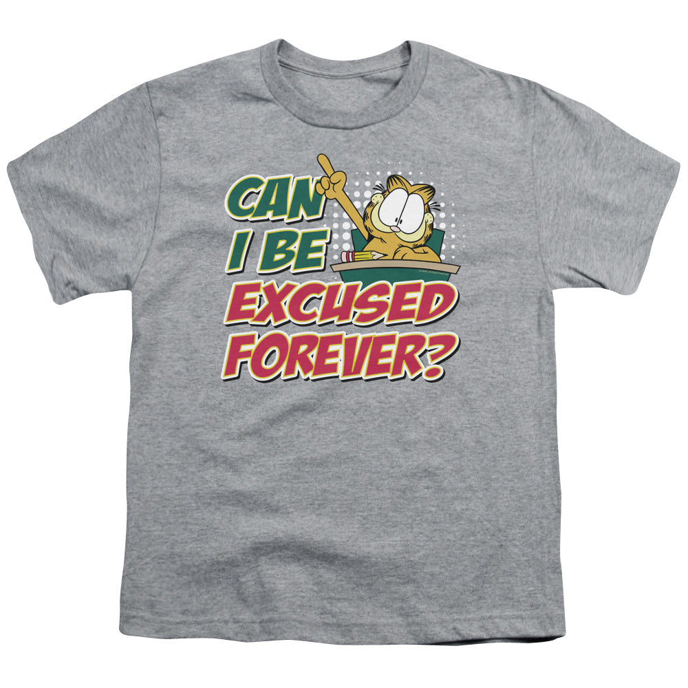 GARFIELD/EXCUSED FOREVER - S/S YOUTH 18/1 - ATHLETIC HEATHER