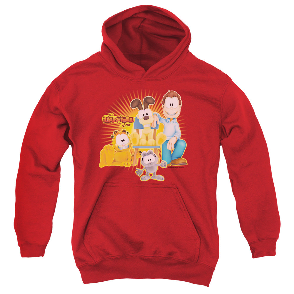 GARFIELD/SAY CHEESE - YOUTH PULLOVER HOODIE - RED