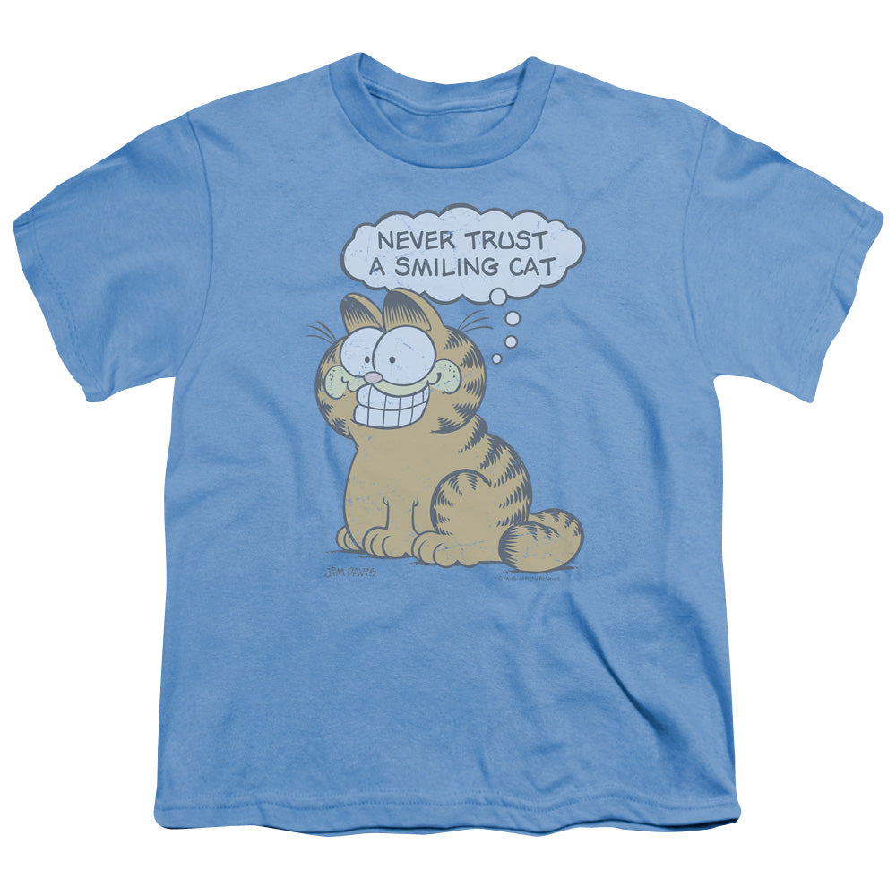 GARFIELD/SMILING CAT - S/S YOUTH 18/1 - CAROLINA BLUE