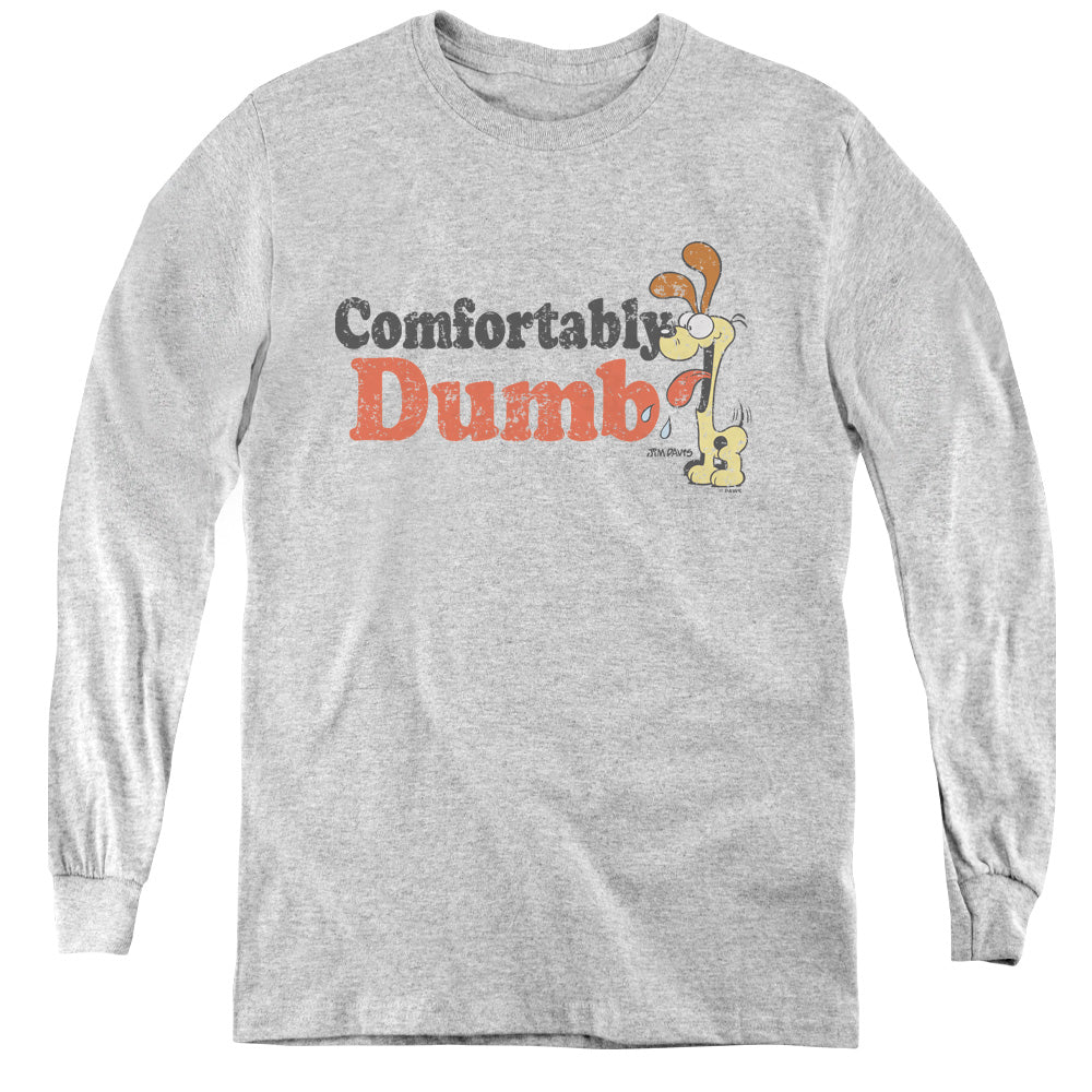 GARFIELD/COMFORTABLY DUMB - YOUTH LONG SLEEVE TEE - ATHLETIC HEATHER