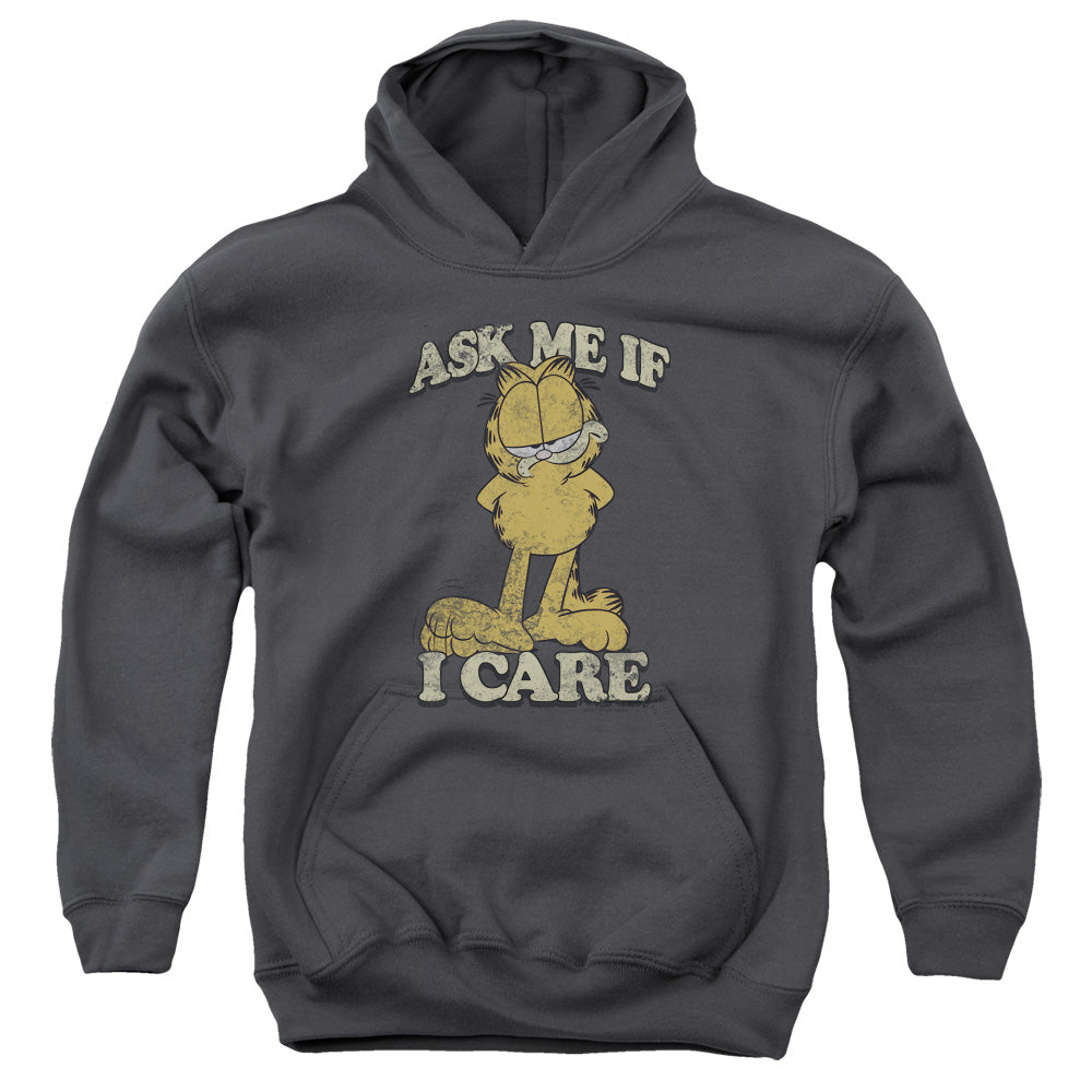 GARFIELD/ASK ME - YOUTH PULLOVER HOODIE - CHARCOAL
