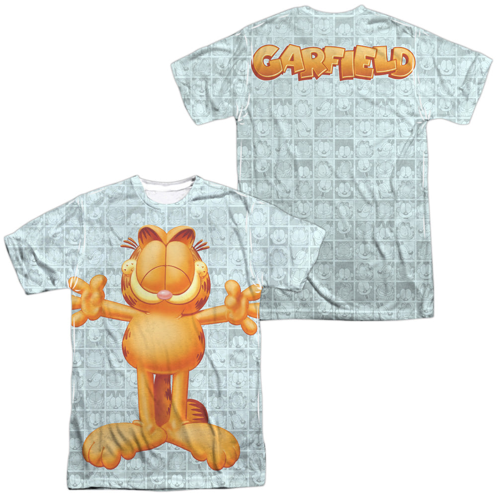 GARFIELD/FREE HUGS (FRONT/BACK PRINT) - S/S ADULT POLY CREW - MULTI