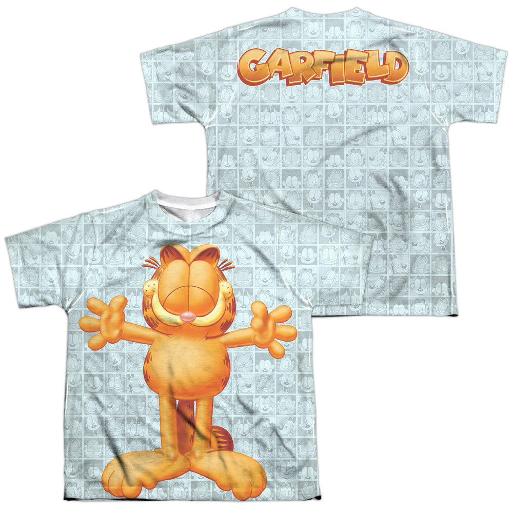 GARFIELD/FREE HUGS (FRONT/BACK PRINT) - S/S YOUTH POLY CREW - MULTI