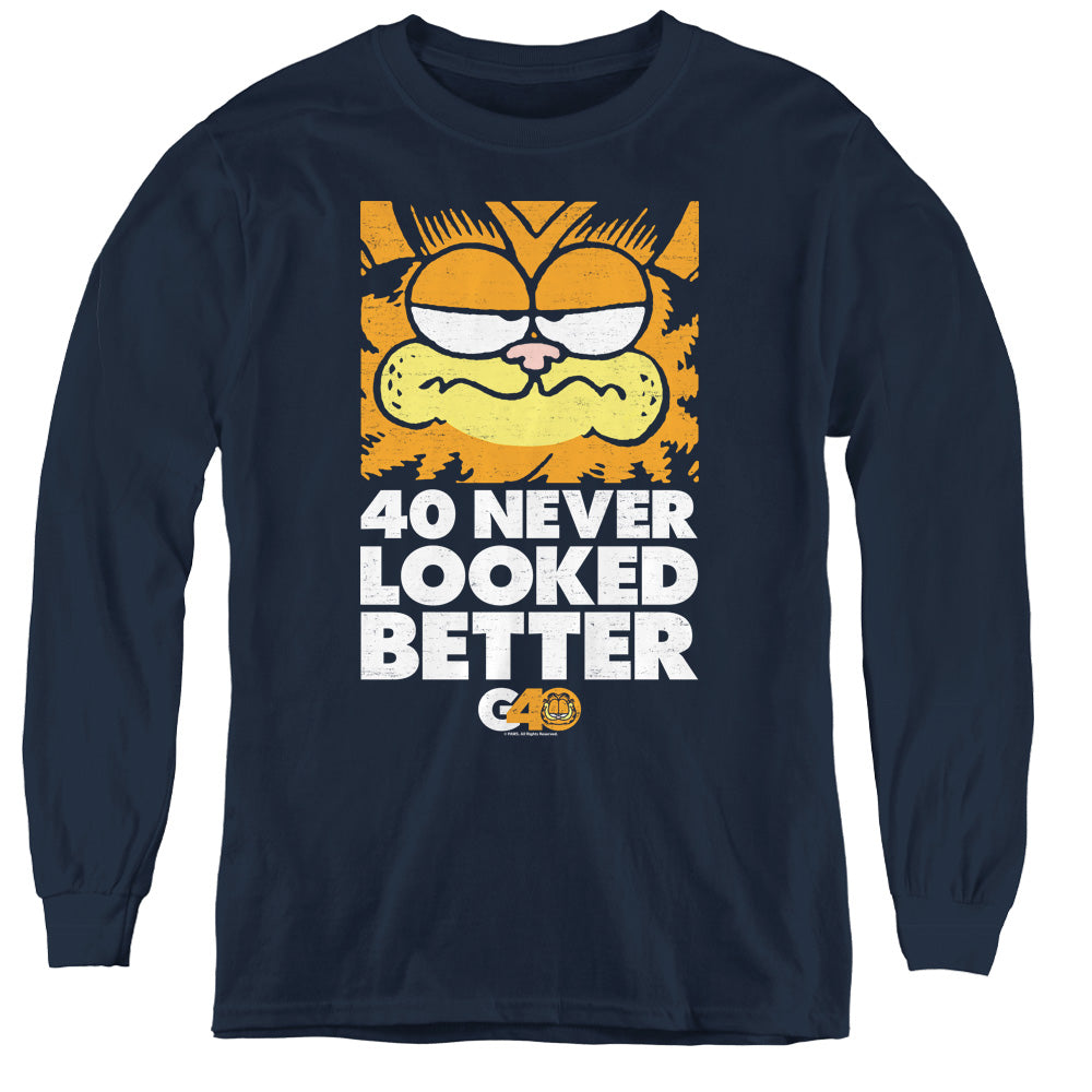 GARFIELD/40 LOOKS - YOUTH LONG SLEEVE TEE - NAVY