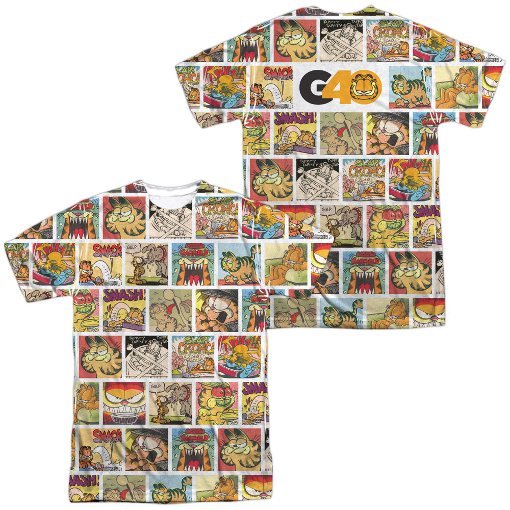 GARFIELD/40TH COLLAGE (FRONT/BACK PRINT) - S/S ADULT POLY CREW - MULTI