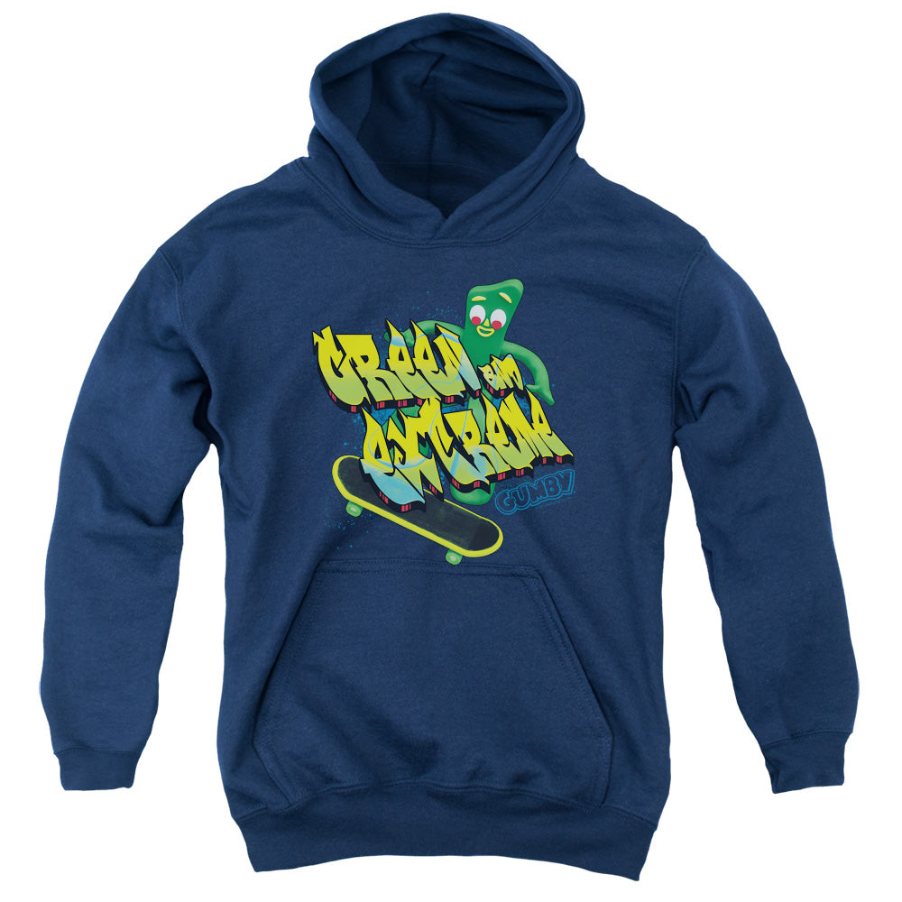 GUMBY/GREEN AND EXTREME - YOUTH PULLOVER HOODIE - NAVY