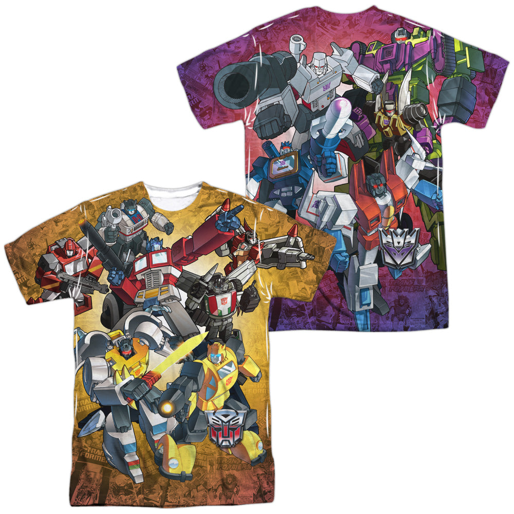 TRANSFORMERS/AUTOBOTS V DECEPTICONS (FRONT/BACK PRINT) - S/S ADULT POLY CREW - MULTI