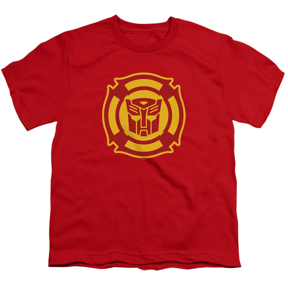 TRANSFORMERS/RESCUE BOTS LOGO - S/S YOUTH 18/1 - RED