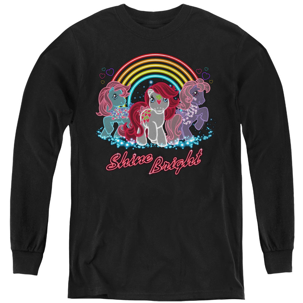 MY LITTLE PONY RETRO/NEON PONIES - YOUTH LONG SLEEVE TEE - BLACK