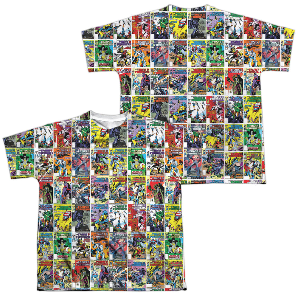 TRANSFORMERS/COVER COLLAGE (FRONT/BACK PRINT) - S/S YOUTH POLY CREW - MULTI