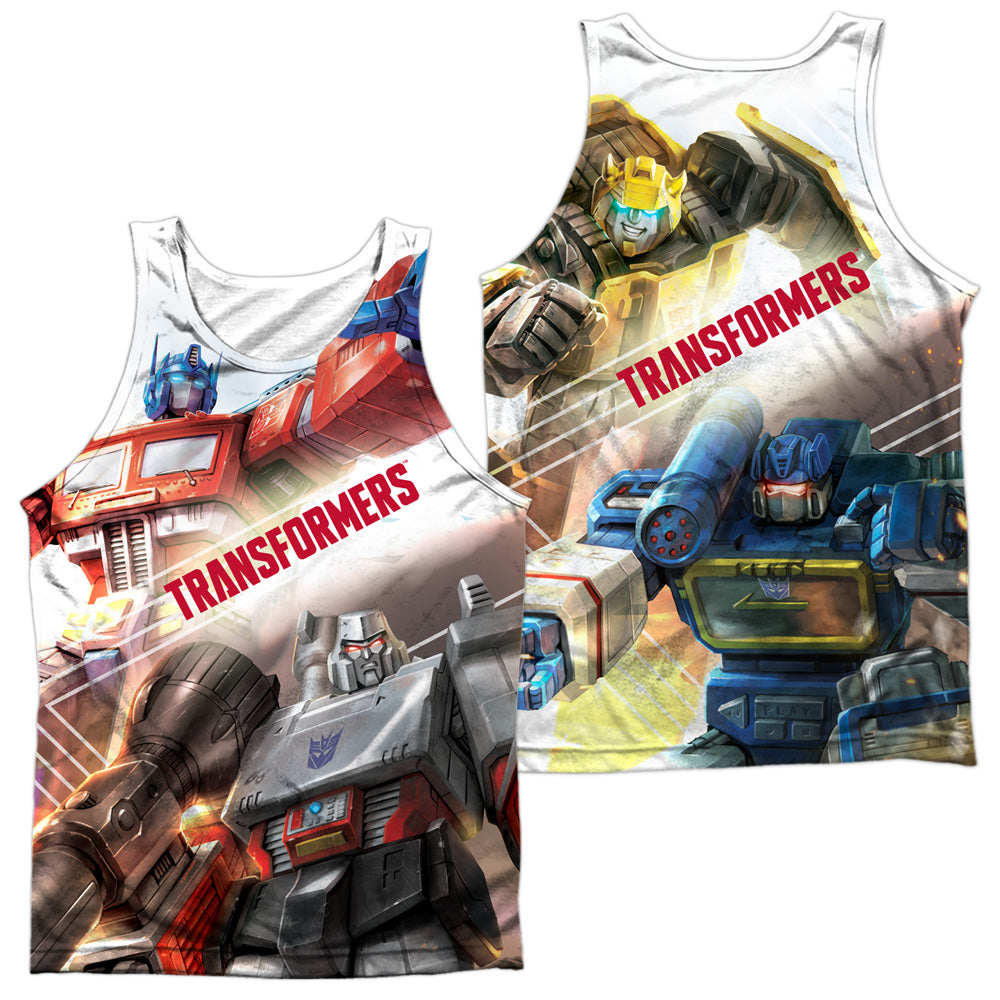 TRANSFORMERS/WARRIORS OF CYBERTRON (FRONT/BACK PRINT) - ADULT POLY TANK TOP - MULTI