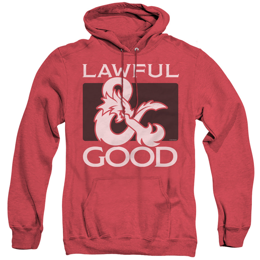 DUNGEONS AND DRAGONS/LAWFUL GOOD - ADULT HEATHER HOODIE - RED