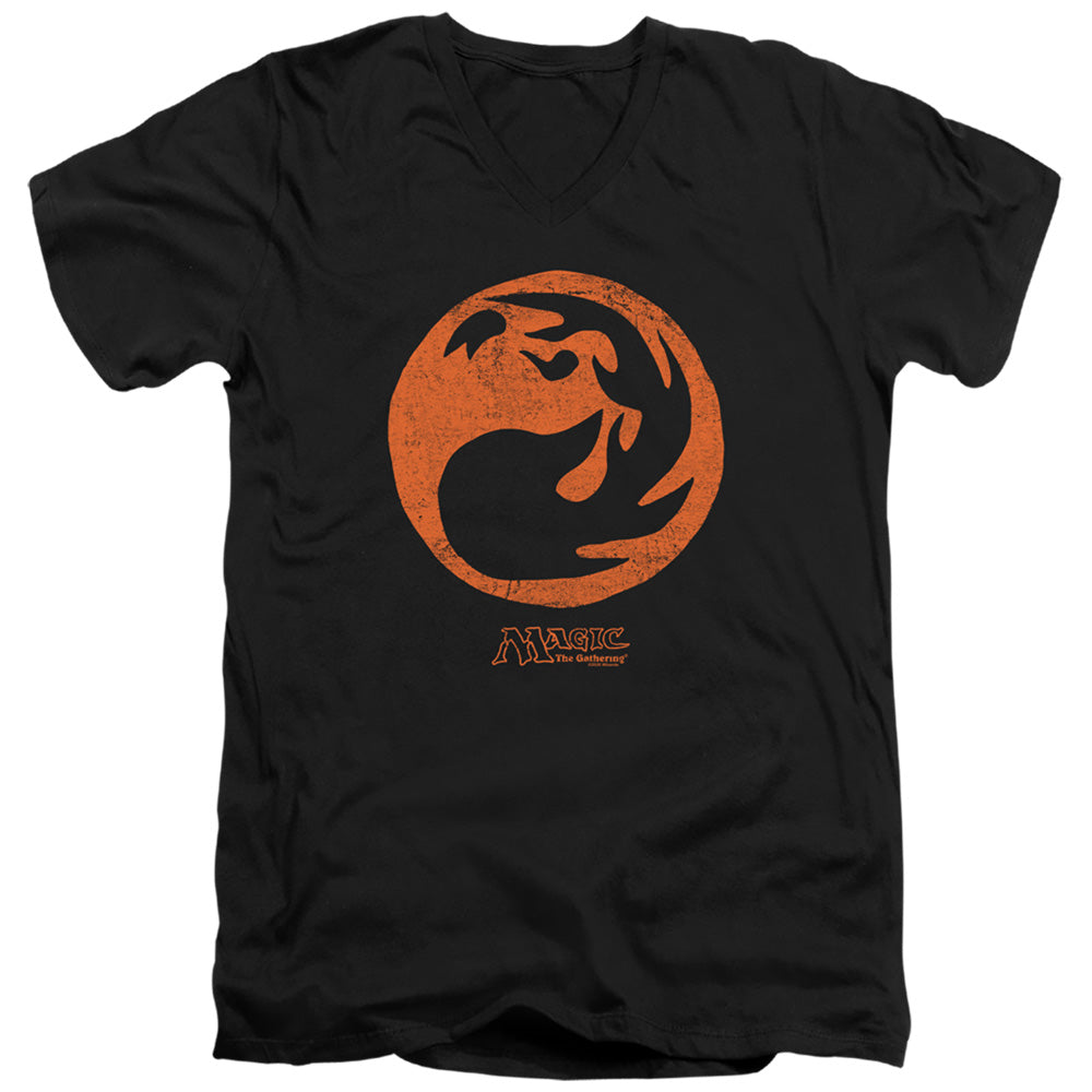 MAGIC THE GATHERING/RED SYMBOL - S/S ADULT V-NECK 30/1 - BLACK