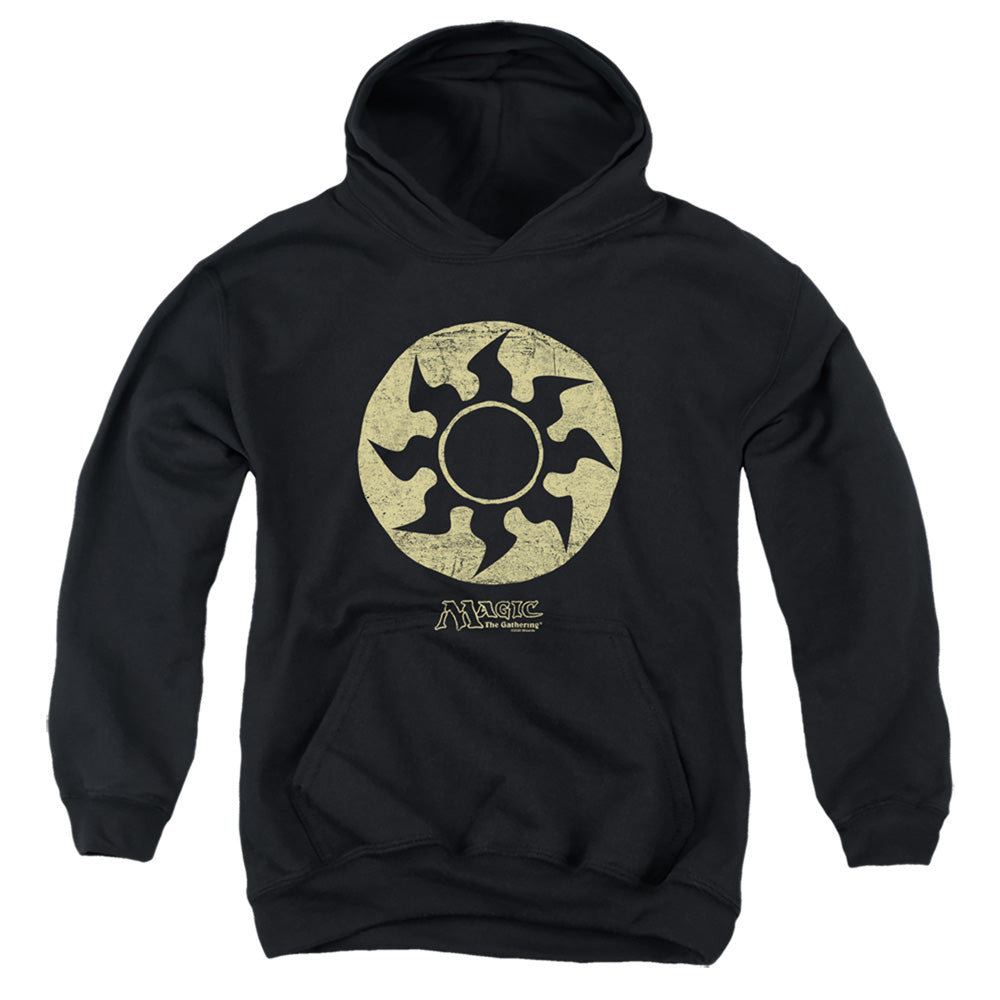 MAGIC THE GATHERING/WHITE SYMBOL - YOUTH PULLOVER HOODIE - BLACK
