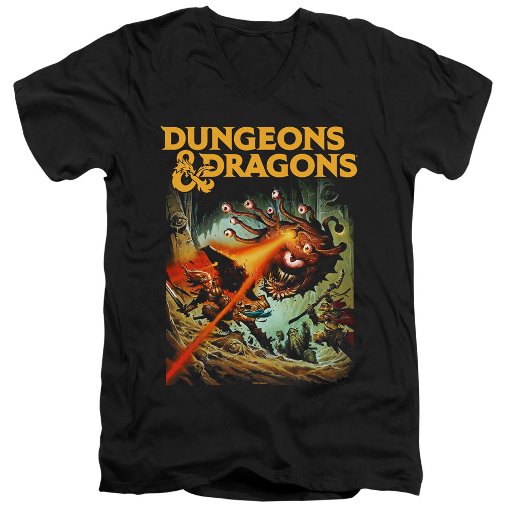 DUNGEONS AND DRAGONS/BEHOLDER STRIKE - S/S ADULT V-NECK 30/1 - BLACK