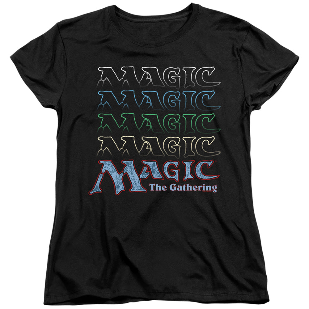MAGIC THE GATHERING/RETRO LOGO REPEAT - S/S WOMENS TEE - BLACK