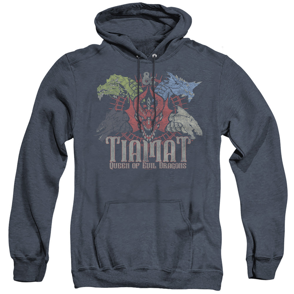 DUNGEONS AND DRAGONS/TIAMAT QUEEN OF EVIL - ADULT HEATHER HOODIE - NAVY