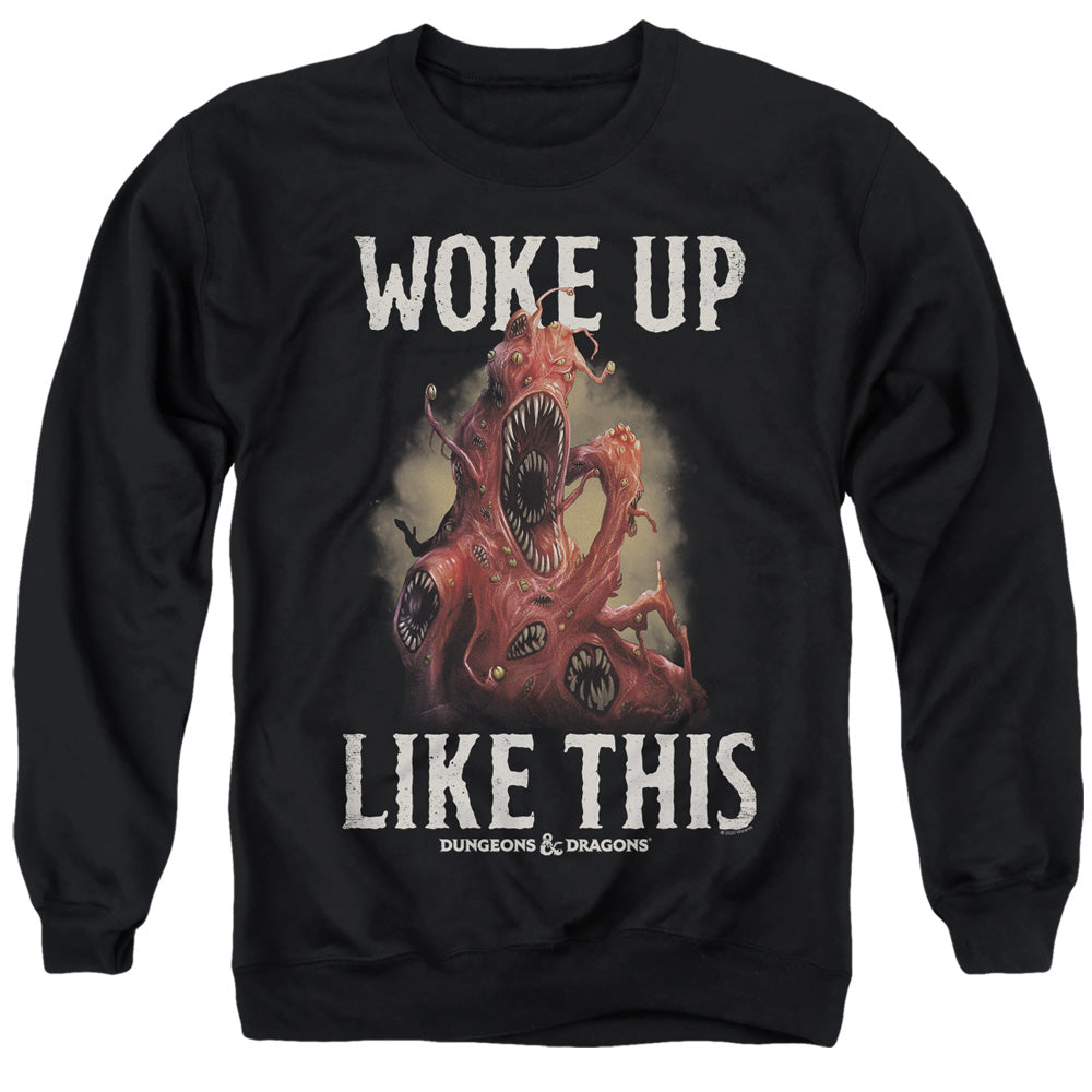 DUNGEONS AND DRAGONS/WOKE LIKE THIS - ADULT CREWNECK SWEATSHIRT - BLACK