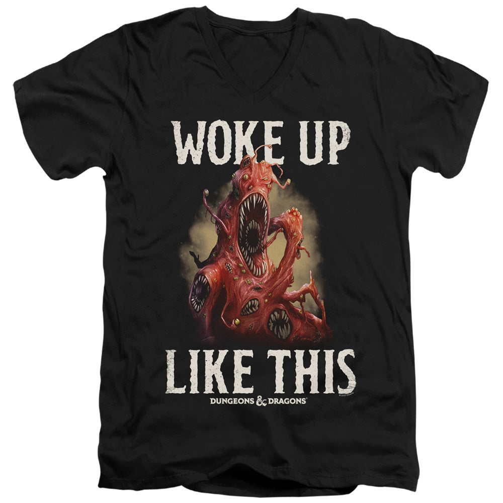 DUNGEONS AND DRAGONS/WOKE LIKE THIS - S/S ADULT V-NECK 30/1 - BLACK
