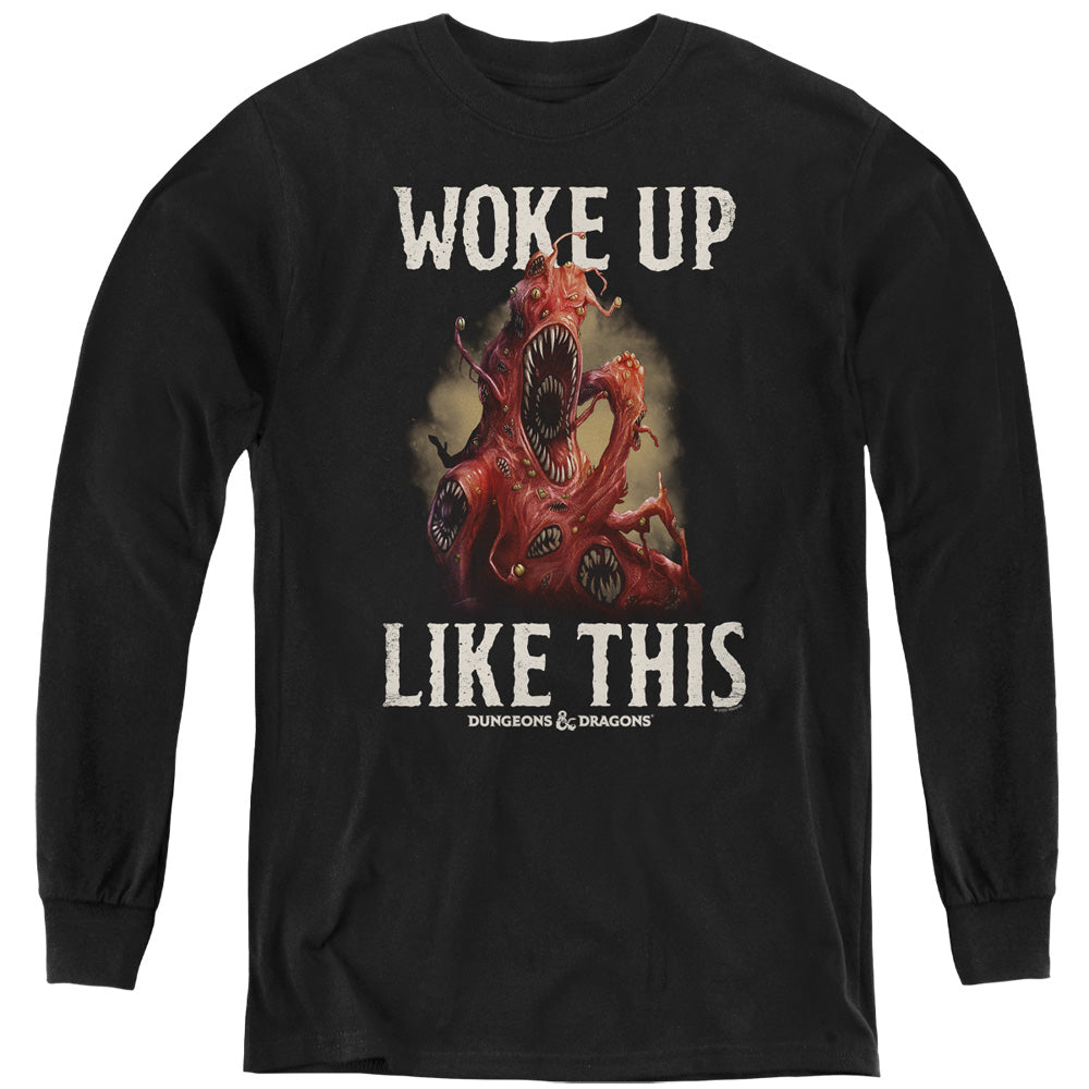 DUNGEONS AND DRAGONS/WOKE LIKE THIS - YOUTH LONG SLEEVE TEE - BLACK