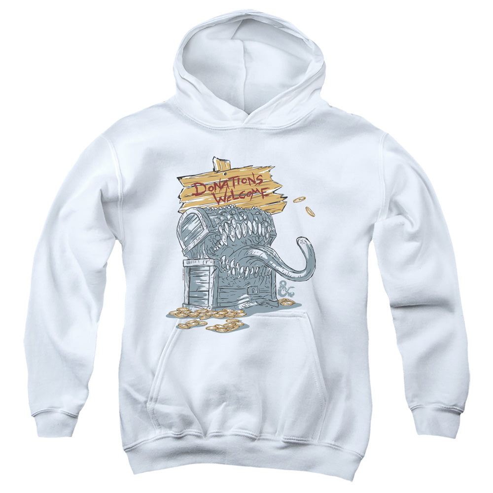 DUNGEONS AND DRAGONS/DONATIONS WELCOME MIMIC - YOUTH PULLOVER HOODIE - WHITE