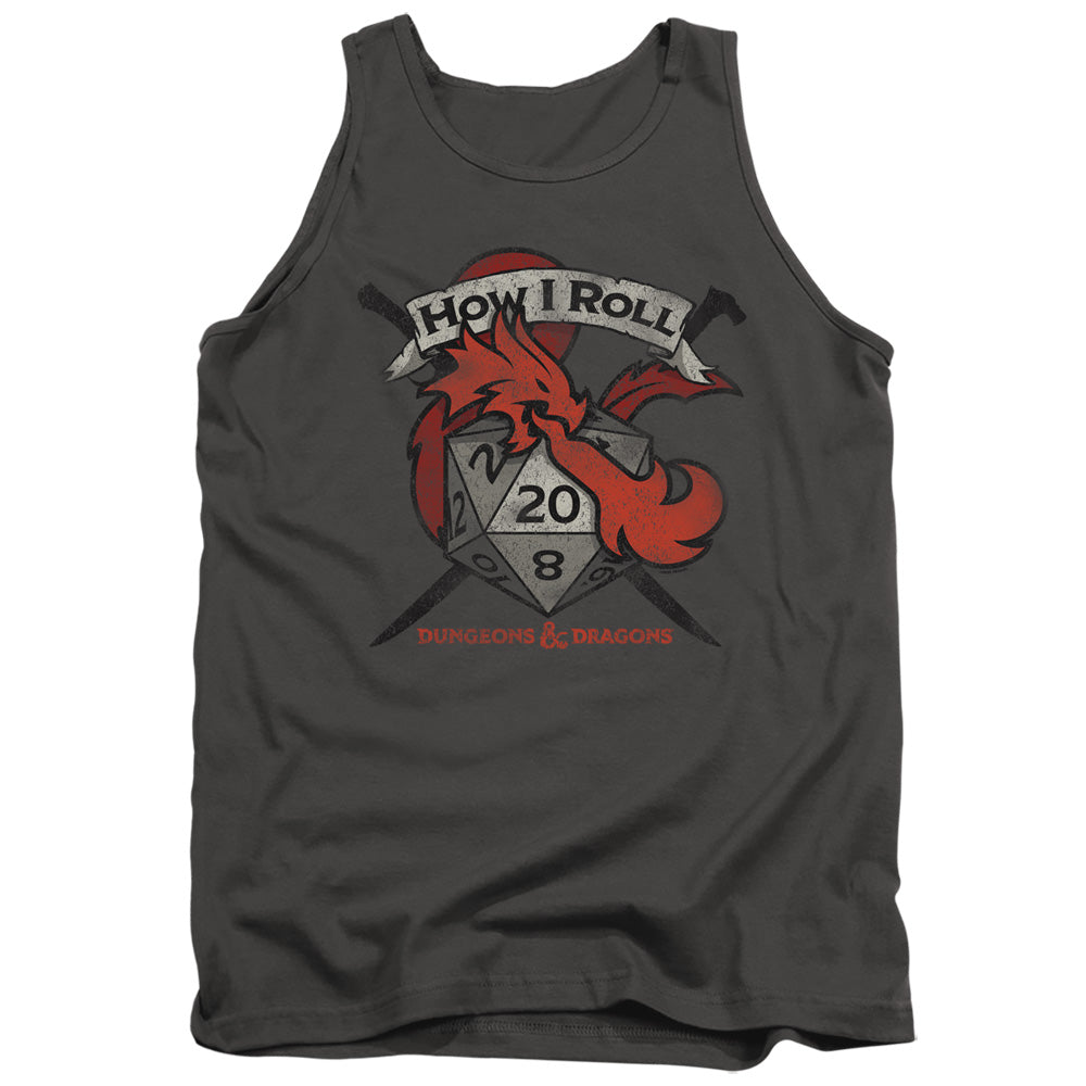 DUNGEONS AND DRAGONS/HOW I ROLL D AND D - ADULT TANK - CHARCOAL