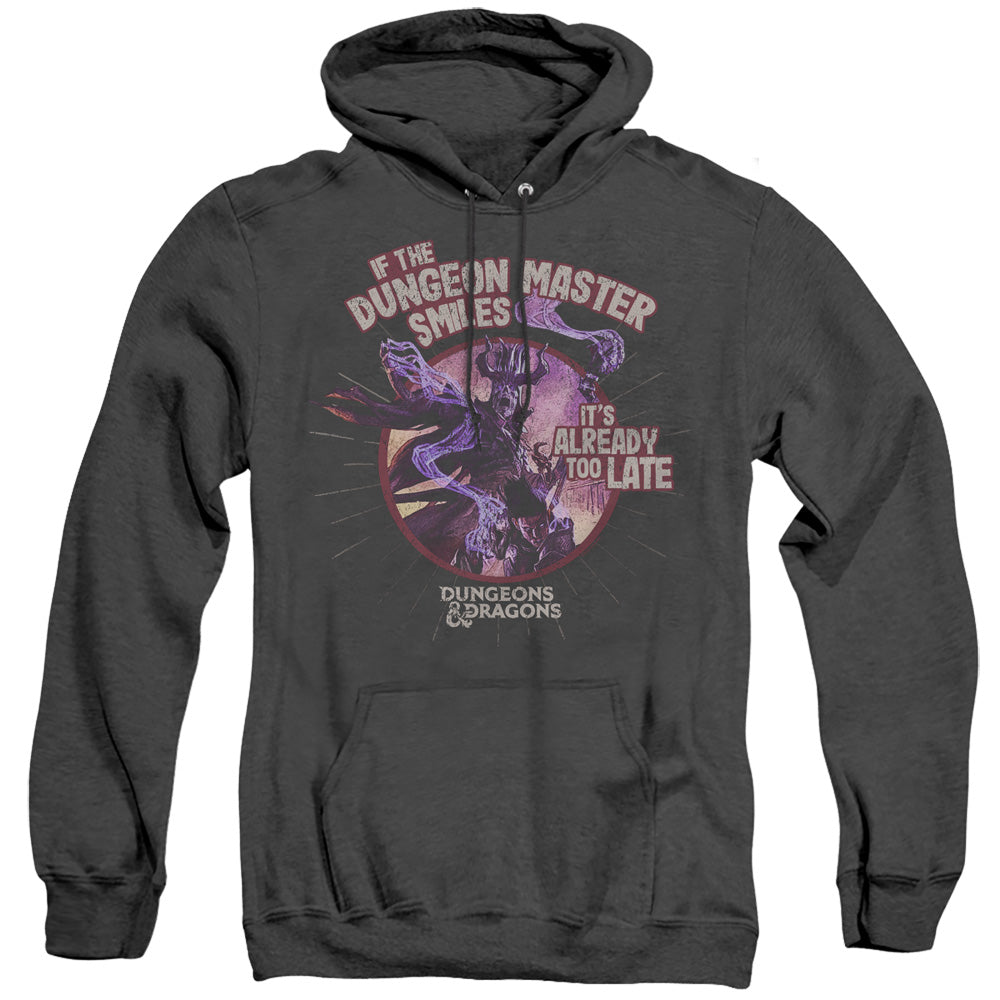 DUNGEONS AND DRAGONS/DUNGEON MASTER SMILES - ADULT HEATHER HOODIE - BLACK