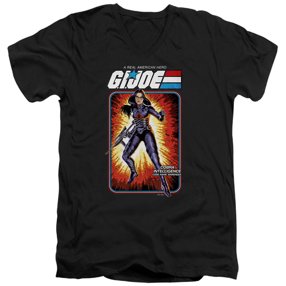G.I. JOE/BARONESS CARD - S/S ADULT V-NECK 30/1 - BLACK