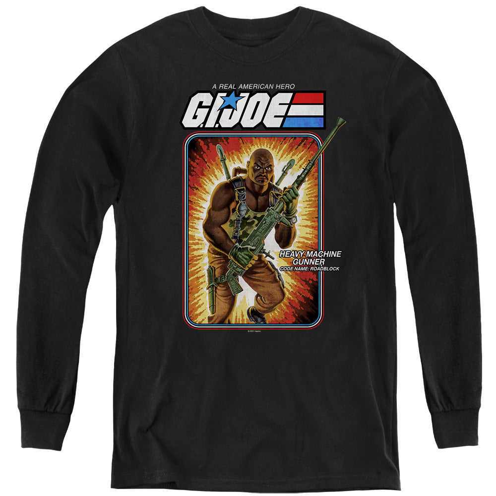 G.I. JOE/ROADBLOCK CARD - YOUTH LONG SLEEVE TEE - BLACK