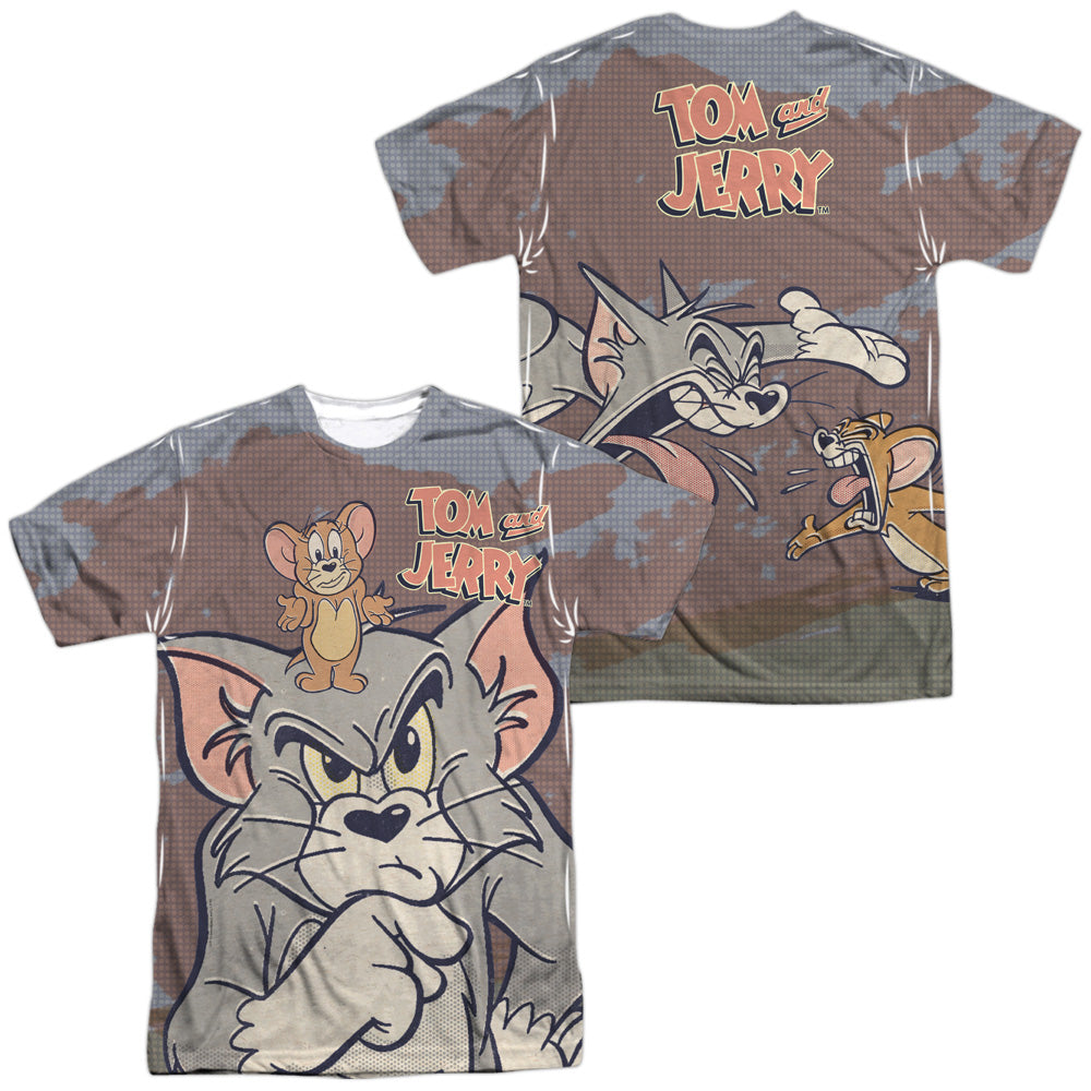 TOM AND JERRY/UP TO NO GOOD (FRONT/BACK PRINT) - S/S ADULT POLY CREW - MULTI