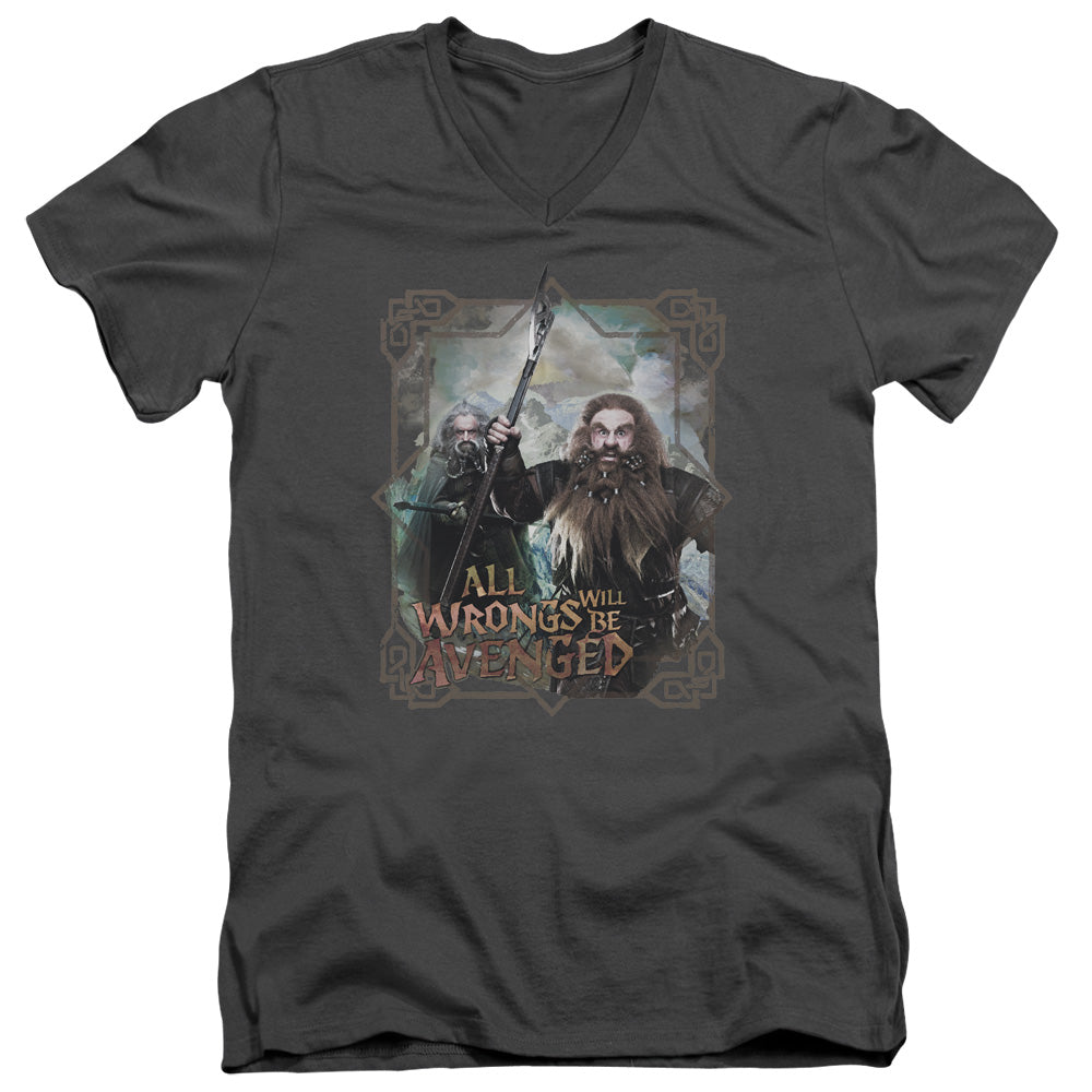THE HOBBIT/WRONGS AVENGED - S/S ADULT V-NECK 30/1 - CHARCOAL